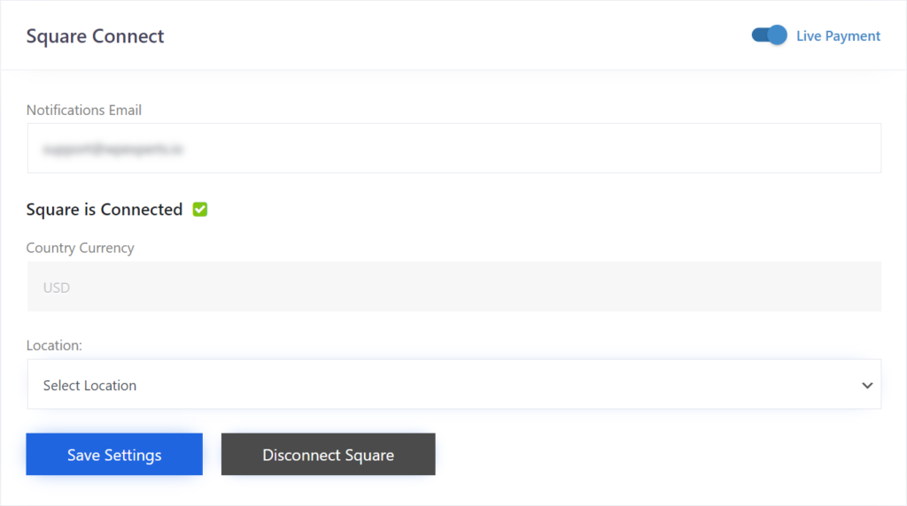CONNECT SQUARE ACCOUNT WP EasyPay