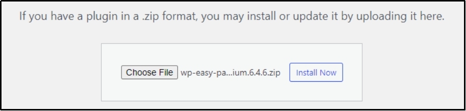 Choose the WP EasyPay plugin file from your device to upload