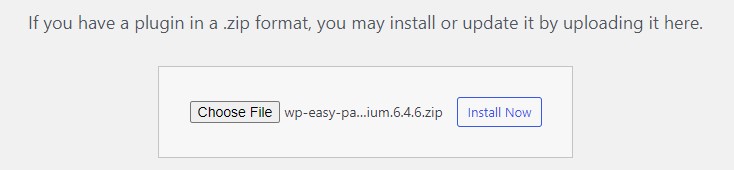 Screenshot of the 'Install Now' button for the WP EasyPay plugin.